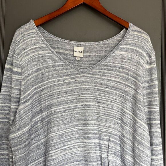 Nic + Zoe Vital Twist Sweater Pullover Knit Top Blue Stripes Women's XXL 2XL - Picture 4 of 12